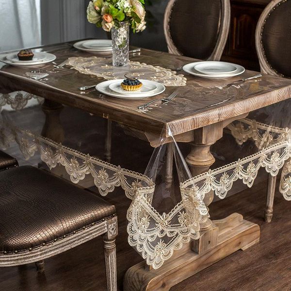 

table cloth soft glass waterproof pvc rectangular round dining transparent lace oilproof kitchen cover party coffee
