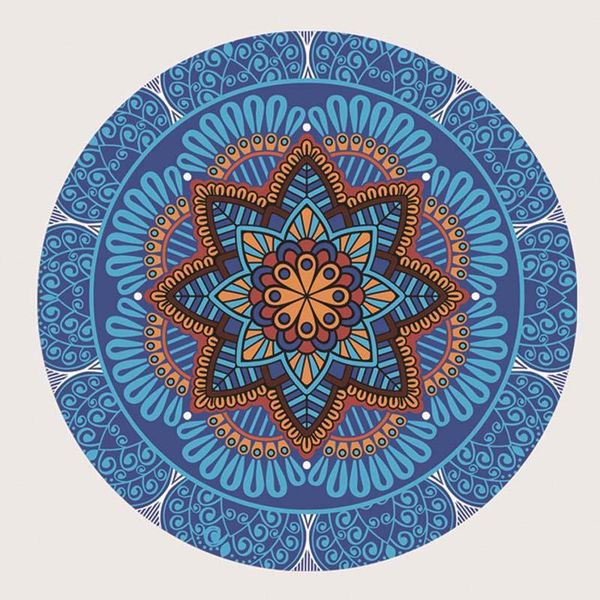 

70*70cm round meditation yoga mat printed 3.5mm sude natural rubber portable non slip fitness suede floor mats