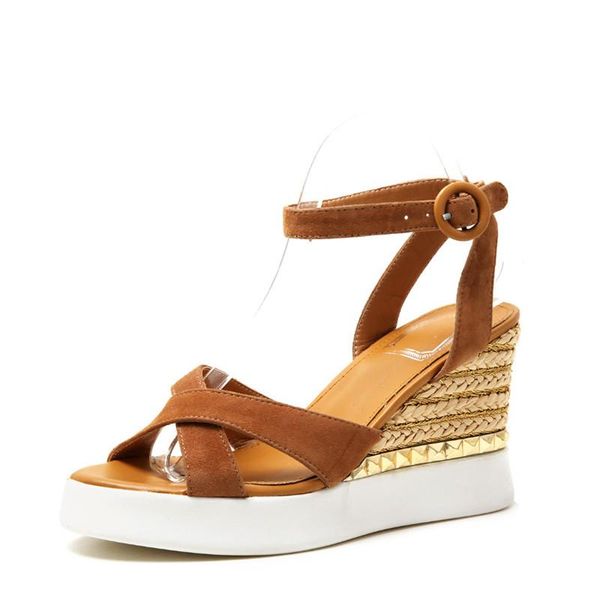 

natural suede women sandals platform summer nice, Black