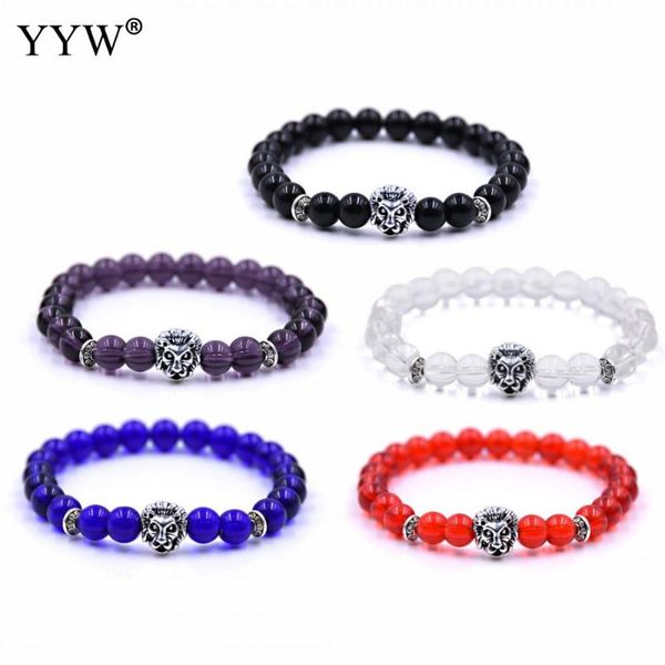 

link, chain gothic glass stone buddha bracelet charm women man lion bracelets & bangle hombre fashion jewelry pulseira feminina, Black