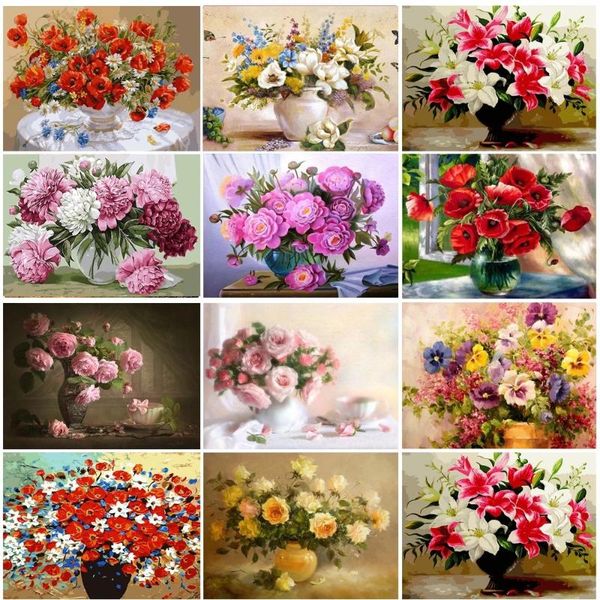

paintings paint by numbers natural landscape flower peony daisy art decor linen painting hand drawing home gift posters