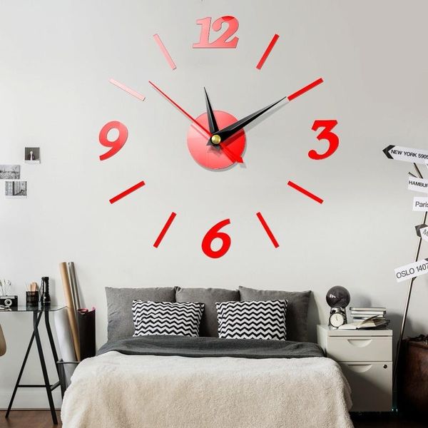 

wall clocks diy 3d clock quartz decorations living room ornament kitchen acrylic mirror stickers home decor