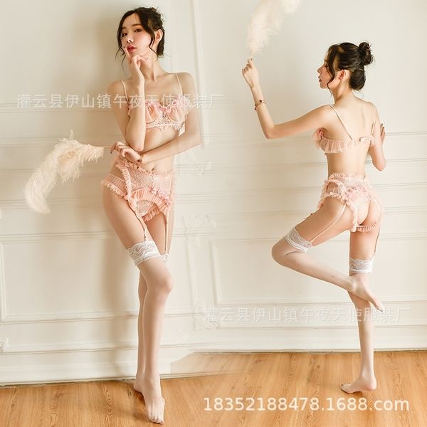 

nosu charming women's underwear lingerie transparent three-point open set charming lipstick lingerie transparent lipstick lace la, Red;black