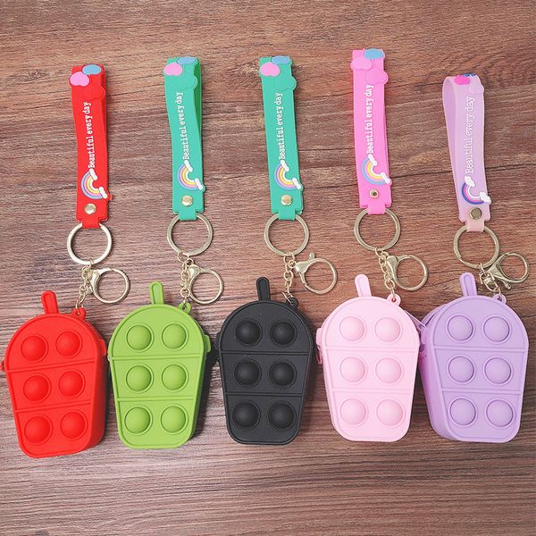 2021 DHL Decompression Toy Creative ice cream soft silicone wallet keychain cartoon fun game bag pendant small gift