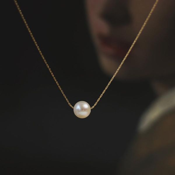 

pendant necklaces minimalist pearl summer gold color necklace stainless steel plated gift for women neck chain punk accessories jewelry, Silver