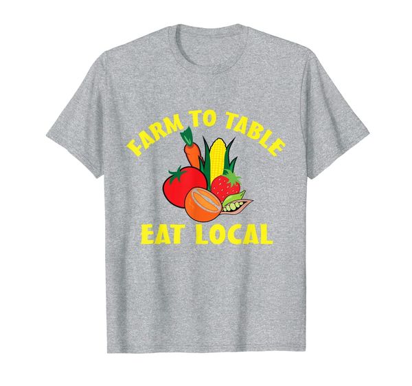 

farm to table eat local t-shirt, White;black
