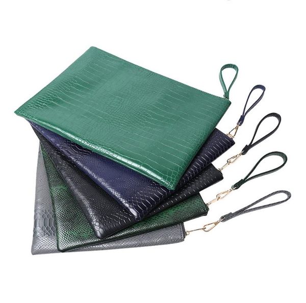 

evening bags fashion large green crocodile lapbag zipper clutch pouch python ostrich envelope wristlet purse