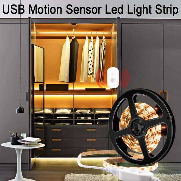 

strips usb motion sensor led light strip 5v flexible backlight tape 0.5m 1m 2m 3m 4m 5m waterproof tira bedroom lighting decor 2835