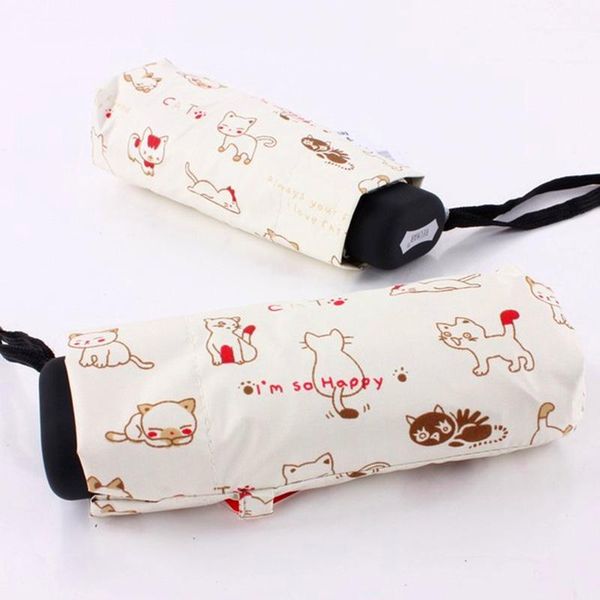 

umbrellas mini umbrella pocket cute beige kitten cat parasol for girl