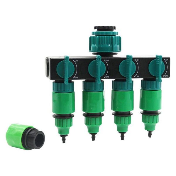 

1set 4-way tap hose splitter garden drip fittings pipe connector irrigation watering equipments