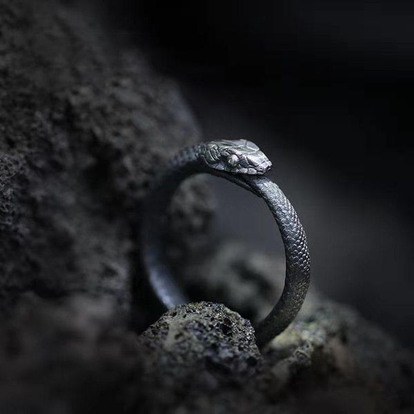 

cluster rings design dark ouroboros metal ring fashion men and women couple jewelry gift, Golden;silver