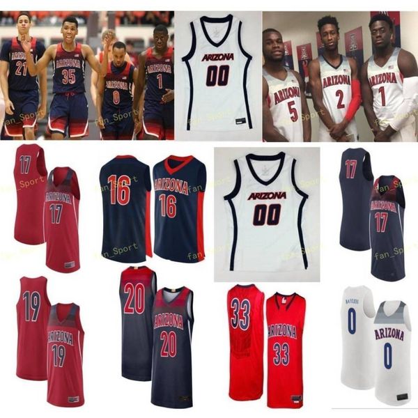 

ncaa college arizona wildcats basketball jersey 22 zeke nnaji 23 alex barcello 24 iguodala 3 dylan smith 35 christian koloko custom stitched, Black
