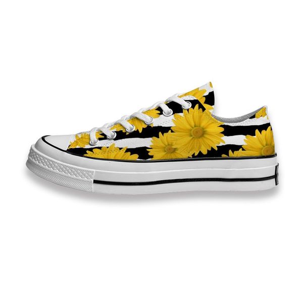

custom printed sho daisy on black white zebra stripe sneakers low mens womens skateboard sport footwear diy trainers canvas casual