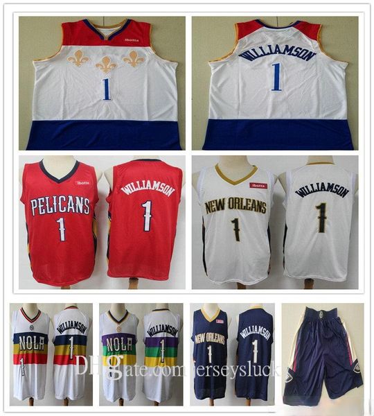 2021 New Stitched Men Youth Kids Zion 1 Williamson Maglie City White Navy Red College Basketball Camicie Ricamo cucito veloce