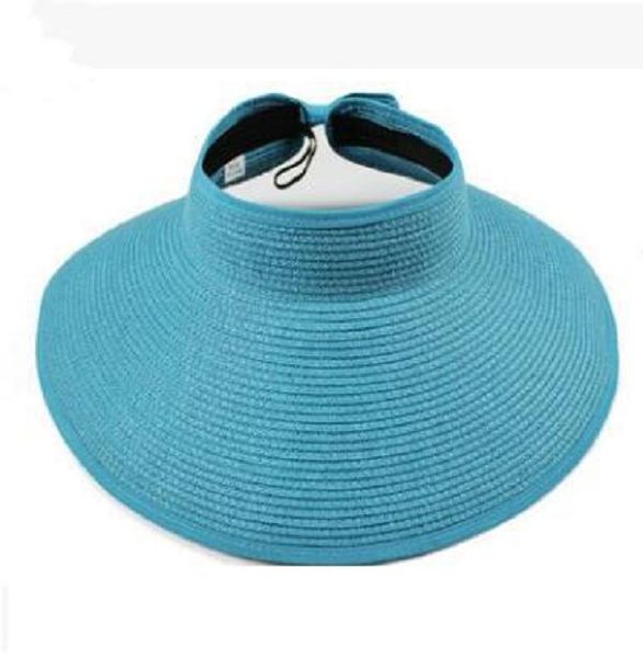 Cappelli di paglia pieghevoli Berretto da spiaggia all'aperto Potabile Grande visiera floscia Top vuoto Boho Cappelli a tesa larga Roll Up Fashion Cappellini da sole estivi