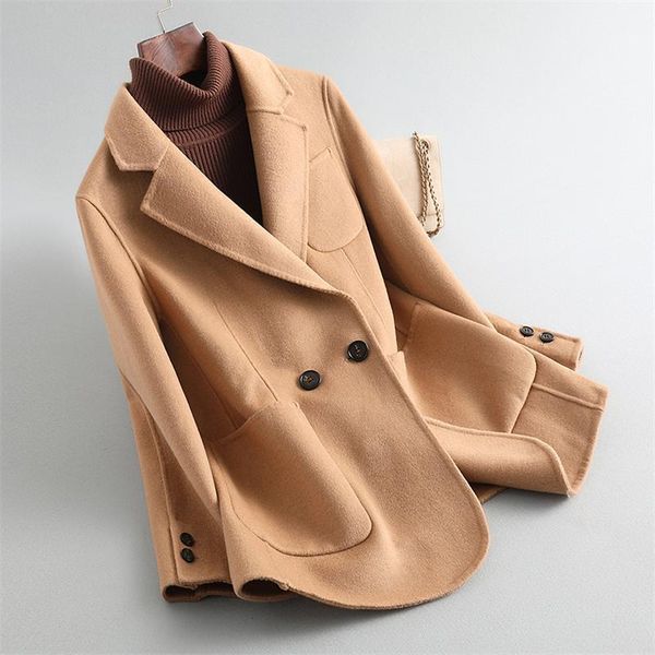 

women's wool & blends real fur coat 100% women winter clothes fashion jacket 2021 cloth, Black