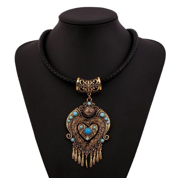 

pendant necklaces liuxsp vintage gold necklace 2021 metal ancient ethnic style bohemian clothing chain wedding party gift, Silver