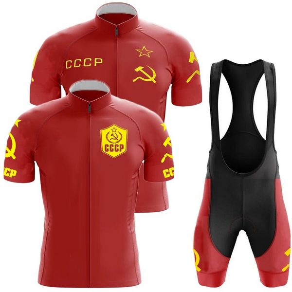 2021 Команда CCCP Велоспорт Джерси набор Летняя одежда Дорожные велосипедные рубашки Костюм Велосипедные нагрудники Шорты MTB Maillot ROPA