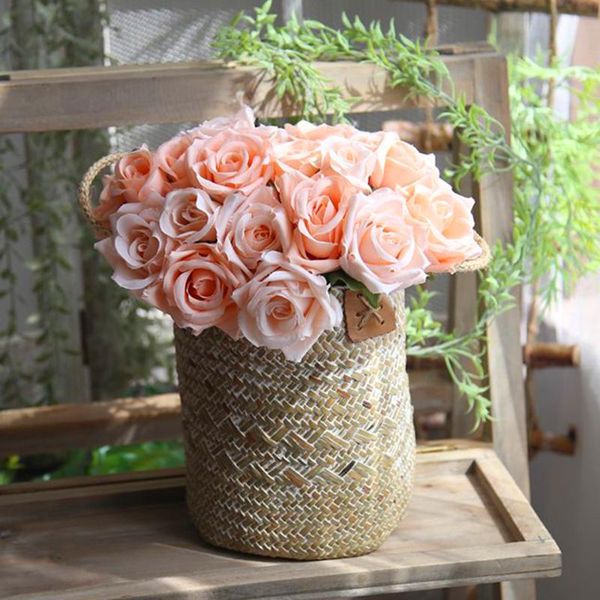 

decorative flowers & wreaths 9pcs/lot silk roses bouquet artificial peony bunch diy fake plants for home party wedding living room decoratio