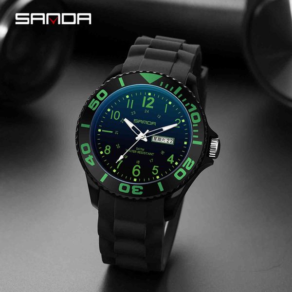 

sanda luxury brand watch men 5atm waterproof thin light green analog clock quartz sports wristwatch relogio masculino, Slivery;brown