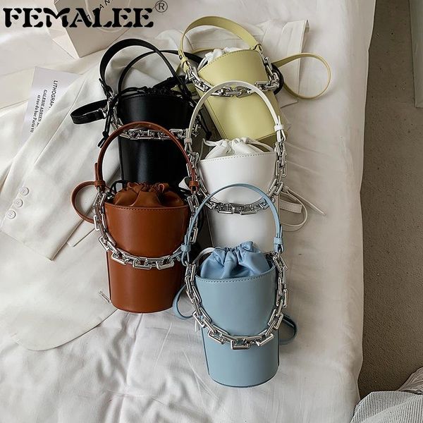 

casual thick chains bucket bag for women designer france style shoulder bags luxury trendy crossbody lady tote female purse cross body