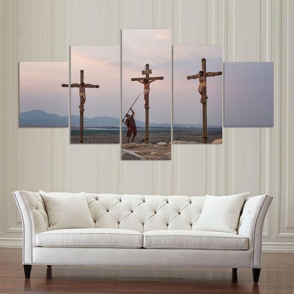 Other Home Decor Modern Abstract Canvas Painting 5 Panel Soldier Jesus Wall Art Immagini Soggiorno Cornice per poster stampata HD modulare