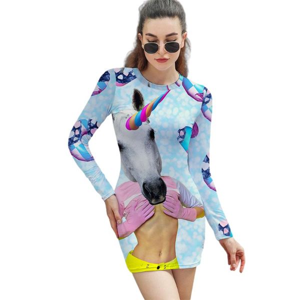 

casual dresses fashion cartoon dress stitching long-sleeved ladies summer tight-fitting polyester, Black;gray