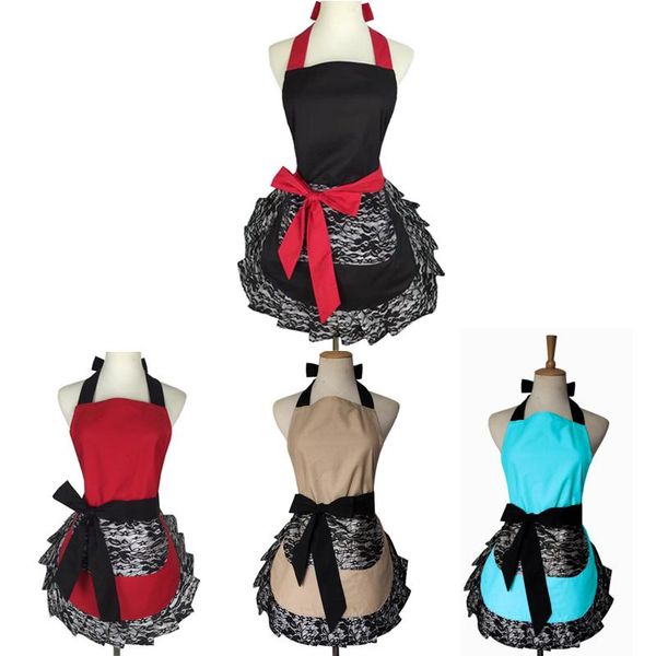 

aprons cute apron lovely lace kitchen bandage cooking oilproof for women girls