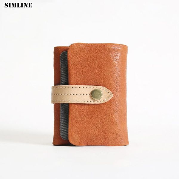 

wallets 100% genuine leather wallet for men male short vintage handmade trifold purse with card holder coin pocket high quality, Red;black