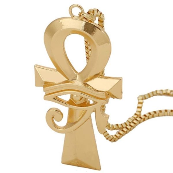 

pendant necklaces egyptian eye of horus cross charm pendants necklace vintage hip hop chain, Silver