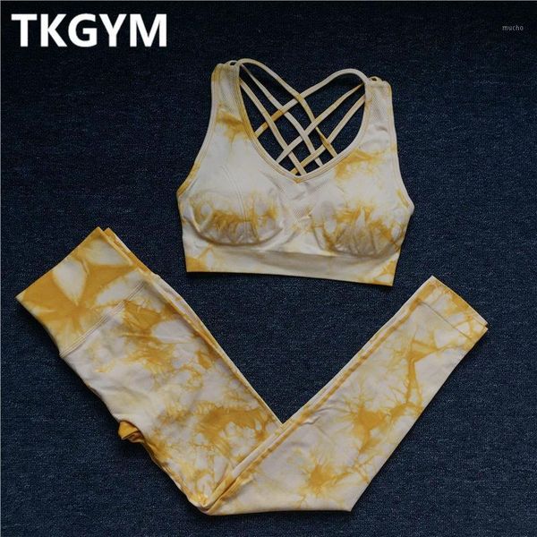 

yoga outfit sling sport bra women fitness suit gym clothing tie dye printed crop tank leggings workout set sportswear tracksuit