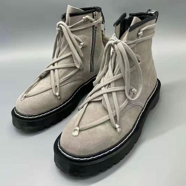 

boots man military punk trend winter high leather for men ad5g, Black