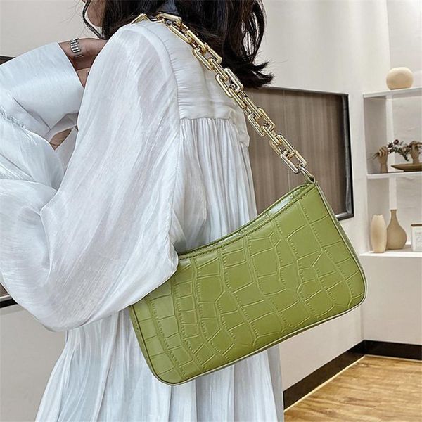 

stone pattern pu leather armpit bag for women 2021 solid color chain shoulder handbags female travel fashion hand bags
