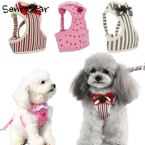 

dog collars & leashes soft mesh harness leash set for small medium dogs bell cute lace cat puppy pet vest chihuahua yorkie teddy chest
