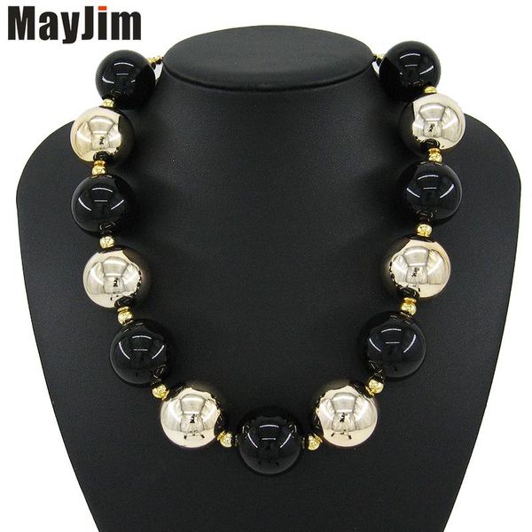 MayJim Aussage Halskette Mode Frauen 2021 Vintage Choker Kragen Gold Kette Chunky Perlen Perle Halsketten Anhänger Schmuck Colliers