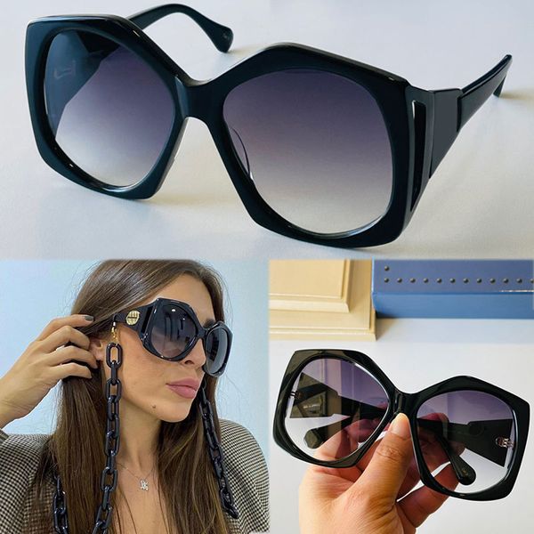 Modische Luxus-Sonnenbrille 0875S für Damen, übergroßer Rahmen, der das Gesicht abdeckt, UV-Schutz, schwarz, Freizeit, Reisen, Urlaub, Brille, Designer, Top-Qualität, mit Originalverpackung