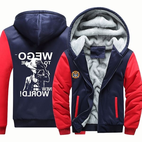 

a piece of luffy anime windscreen ripper jas men warm hoodie man fat camouflage mouw causal winter hoody men's clothing 5242, Black;green