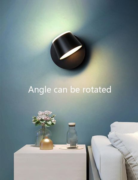 

wall lamp white black modern led creative rotatable bedside reading lighting fixtures on the study aisle bedroom