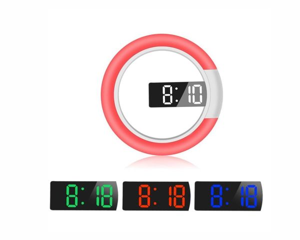 

mirror hollow wall clock multifunctional creative household digital alarm selling watch clocks