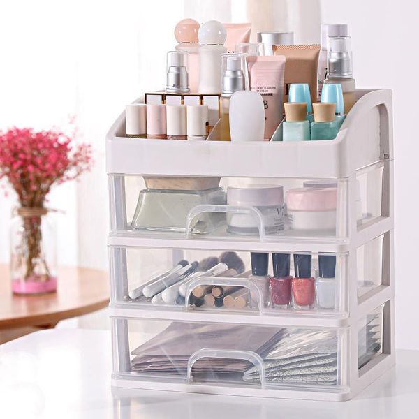 

storage boxes & bins cosmetic makeup organizer plastic drawer beauty box nail deskjewelry bathroom brush polish lipstick container