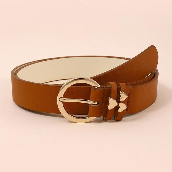 

belts korean version of all-match women's belt pu simulation leather heart-shaped alloy pin buckle female simple wild pants, Black;brown