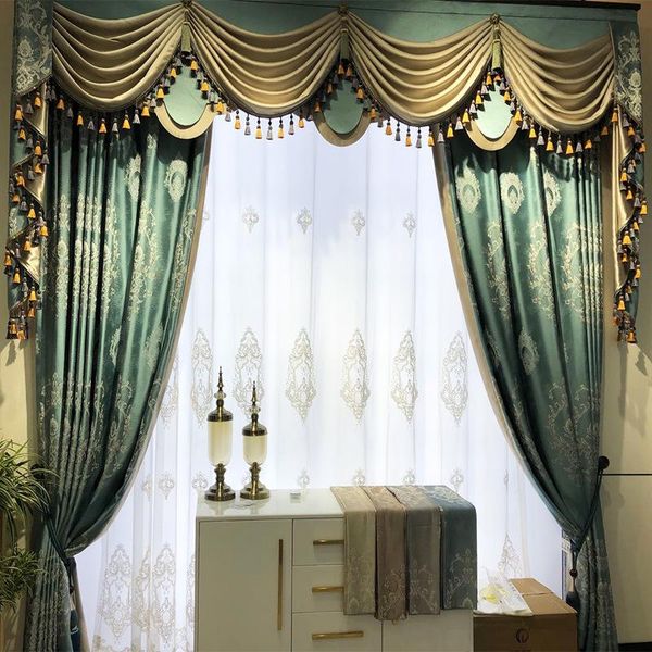 

european style jacquard curtain fabrics for window balcony living room gray treatments all & drapes