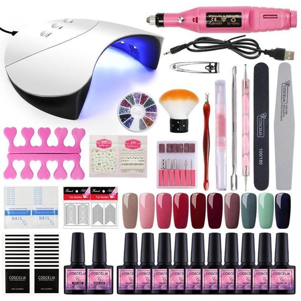 

gel nail polish set all for manicure kits with lamp art decorations tools design1