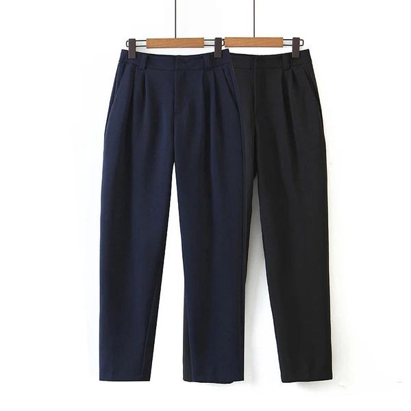 

autumn women's pants black fashion slim high waist straight leg quality office trousers female & capris, Black;white