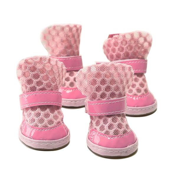 

dog apparel shoes casual anti-slip cute small pet puppy footwear 4pcs summer breathable soft mesh sandals candy colors boots