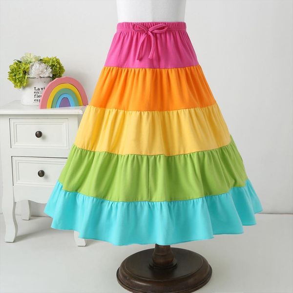 

sweet ins baby girls women skirt candy color ruffles twirly maxi multi cute children spring summer autumn clothes