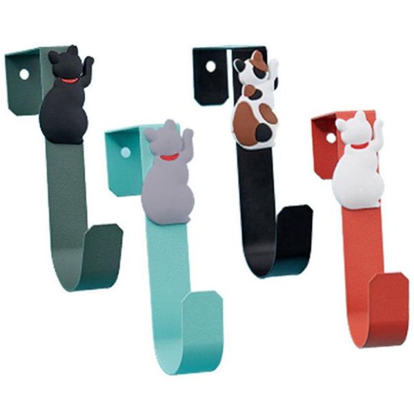 

hooks & rails 4pcs home punch cute kitchen bathroom door hook clothes rack hat hanger towel holder