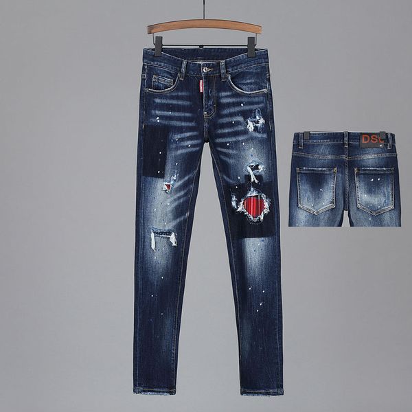 

fashion jeans italian brand men's with holes, Blue