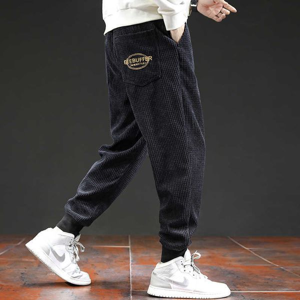 

men's jeans autumn ly designer fashion men loose fit casual corduroy harem pants streetwear hip hop joggers wide leg sweatpants c1, Blue