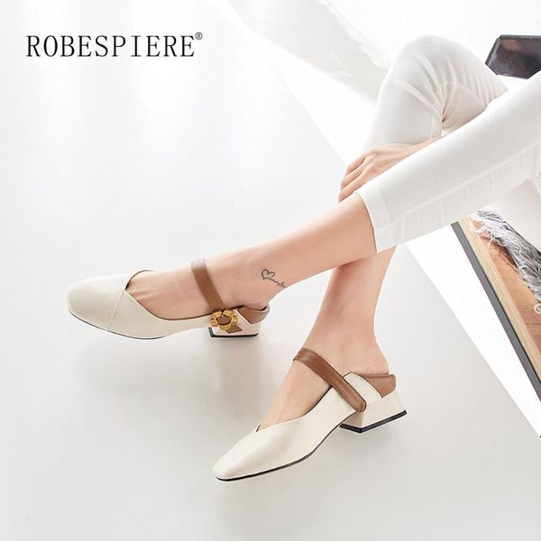 

dress shoes robespiere mary janes for women natural leather mid heel ladies casual pumps autumn buckle strap plus size a107, Black